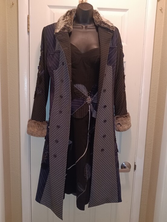 Sue Wong Dresses & Skirts - Price Firm Vintage Sue Wong Matching Coat & Dress Set Sz6 Black Blue Grey Beaded